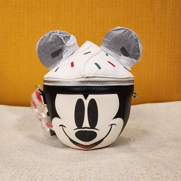 Loungefly Disney Mickey Mouse Hot Cocoa Mug Face Holiday Crossbody Bag NEW - Picture 6 of 12